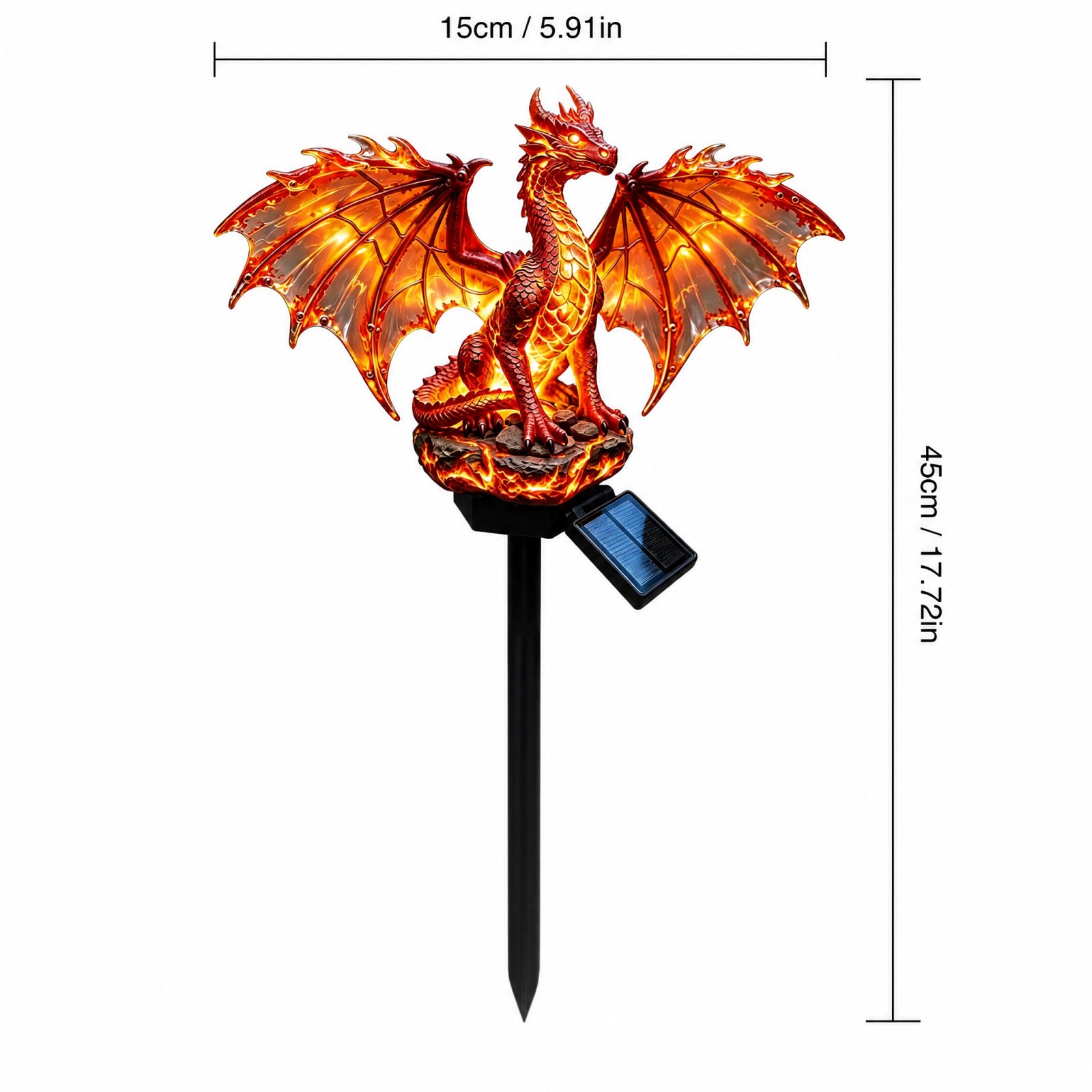 🐉 Golden Ember Dragon — Solar‑Powered Magic for Your Garden