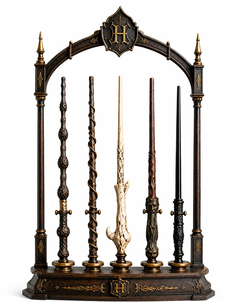 🪄 Wizard Wand Collector Display – Five-Wand Set