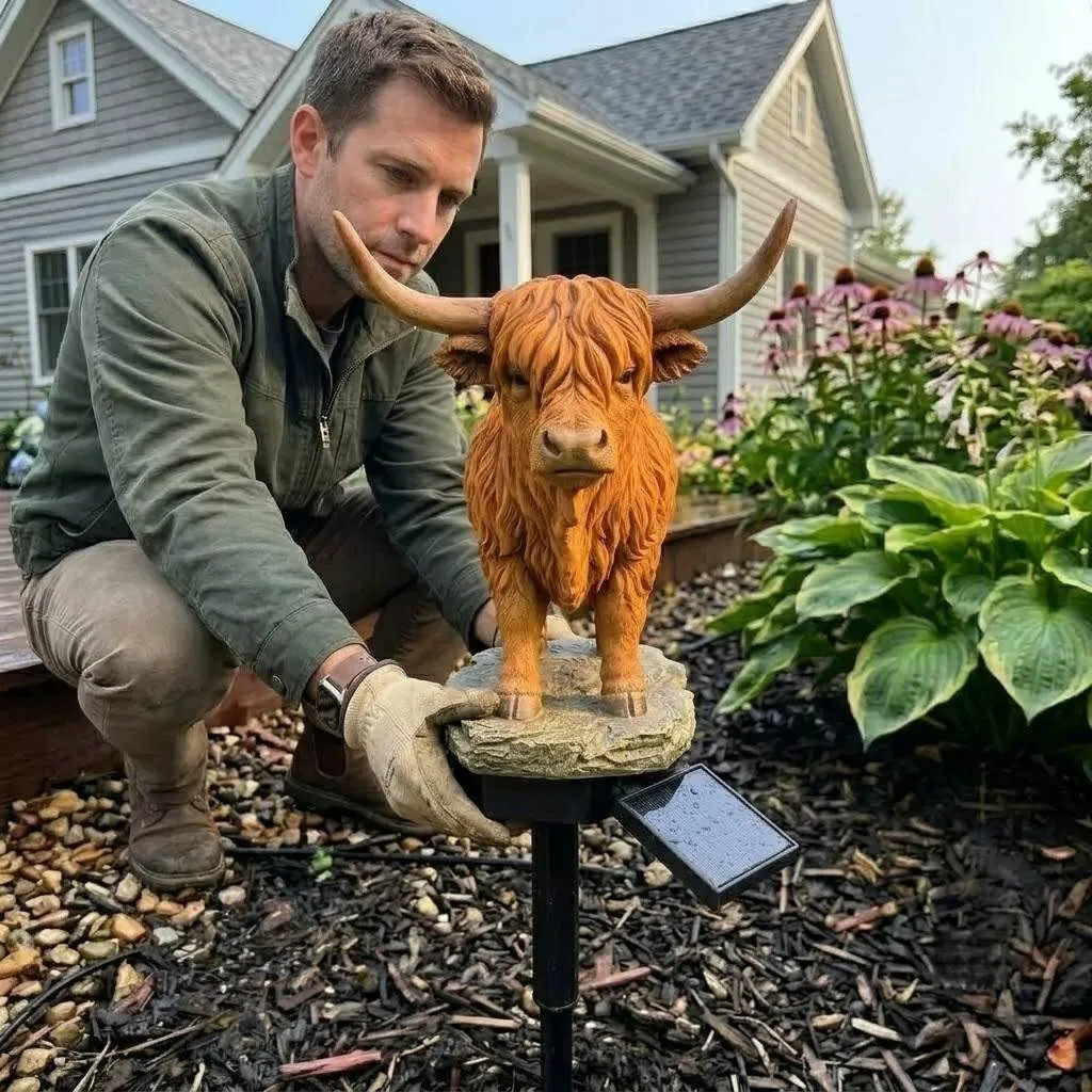 🐮 A Cozy Highland Glow for Your Garden