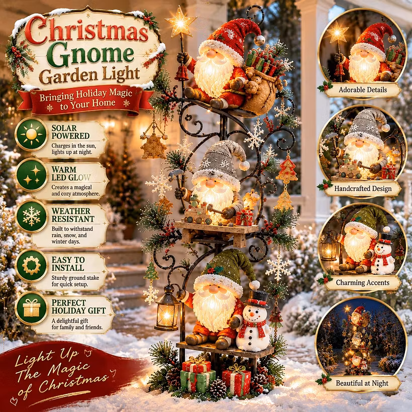 🎄 Christmas Gnome Workshop Solar Garden Light