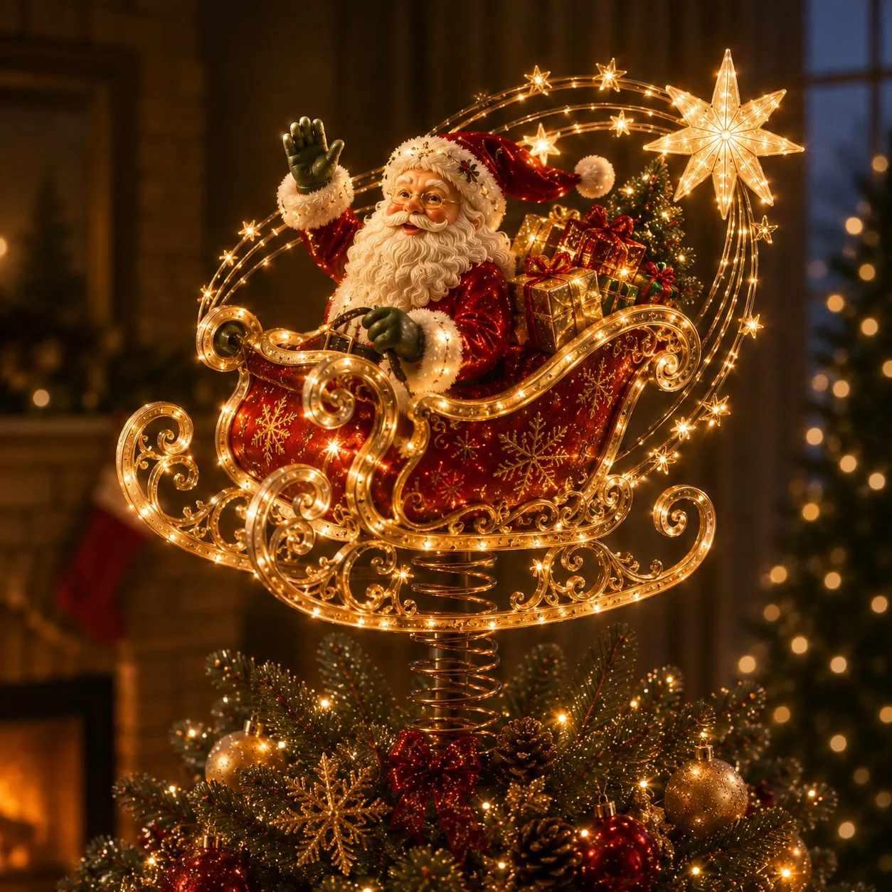 🎄 Lighted 3D Christmas Tree Topper — 7 Festive Designs