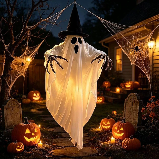 👻 Hanging Light-Up Ghost – Glowing Halloween Focal Point