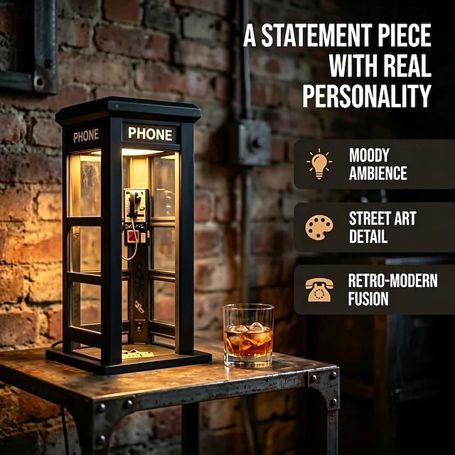 Vintage Phone Booth Desk Lamp 📞💡