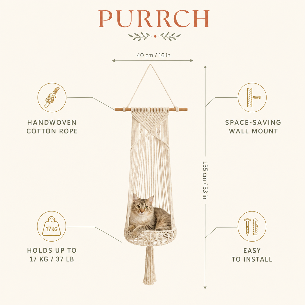 🔥 LAST DAY 49% OFFBoho Hand-Knotted Elevated Cat Bed 🌿🐱
