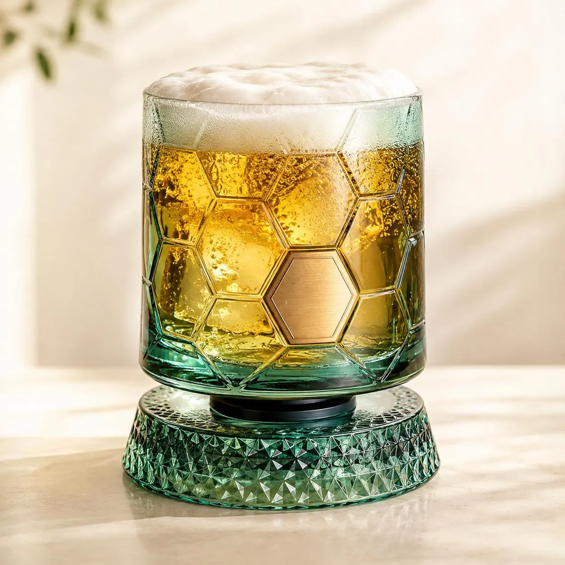 Rotating Soccer Tumbler with Gold Accent 🟢⚽