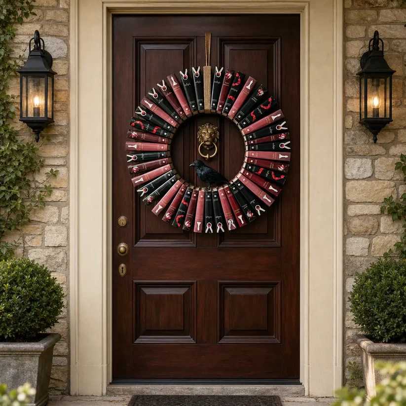 📚 Stories on Your Wall – Book‑Spine Wreath Collection