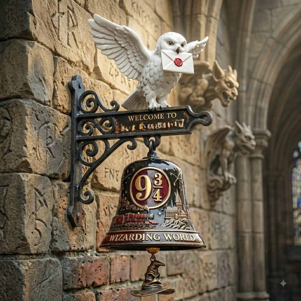 🏰 Enchanted Owl Messenger Doorbell – Magical Castle Iron Art