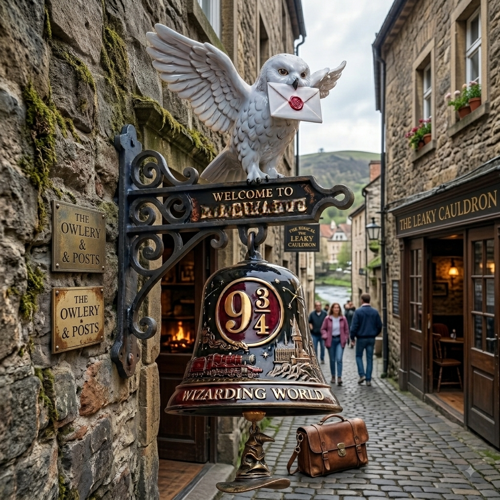 🏰 Enchanted Owl Messenger Doorbell – Magical Castle Iron Art