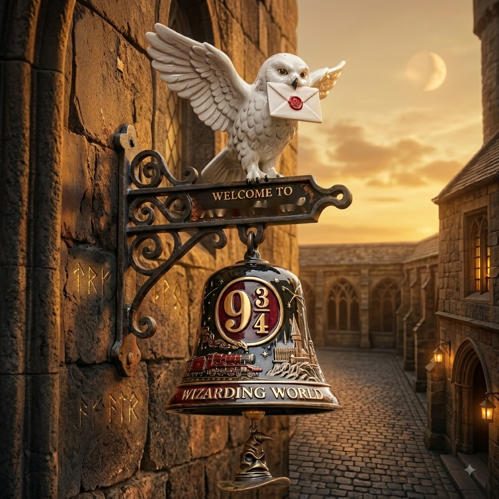 🏰 Enchanted Owl Messenger Doorbell – Magical Castle Iron Art