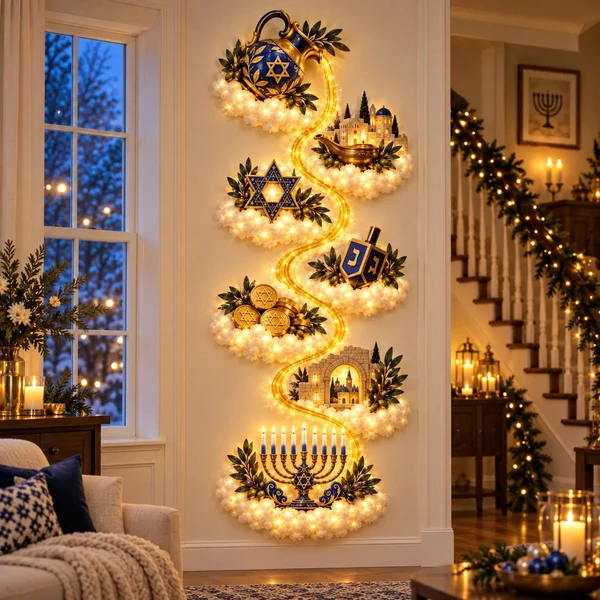 🕎 Hanukkah Wall Light – Festival of Lights Decor