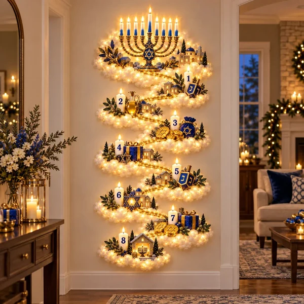 🕎 Hanukkah Wall Light – Festival of Lights Decor