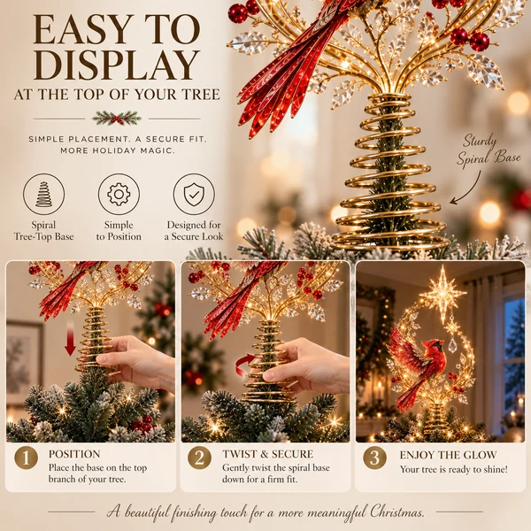 🐦 Cardinal Heaven's Light Tree Topper