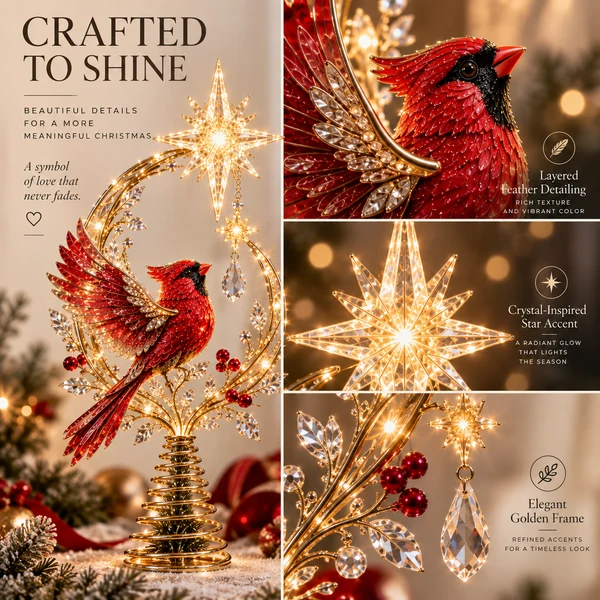 🐦 Cardinal Heaven's Light Tree Topper
