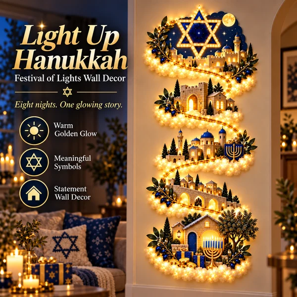 🕎 Hanukkah Wall Light – Festival of Lights Decor