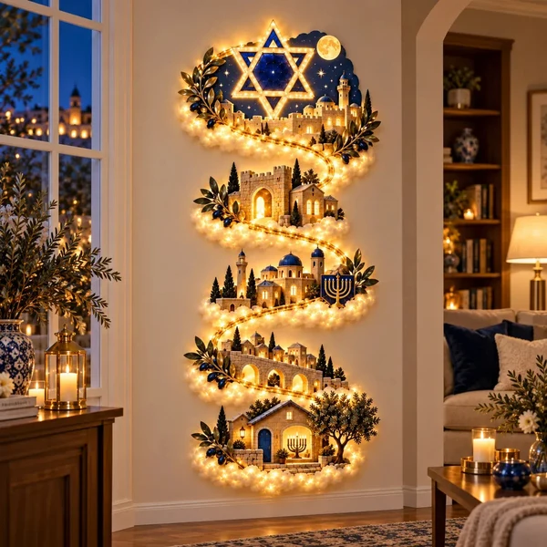 🕎 Hanukkah Wall Light – Festival of Lights Decor