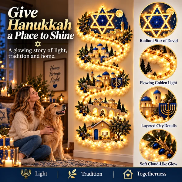 🕎 Hanukkah Wall Light – Festival of Lights Decor