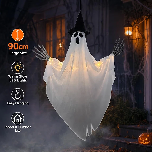 👻 Hanging Light-Up Ghost – Glowing Halloween Focal Point
