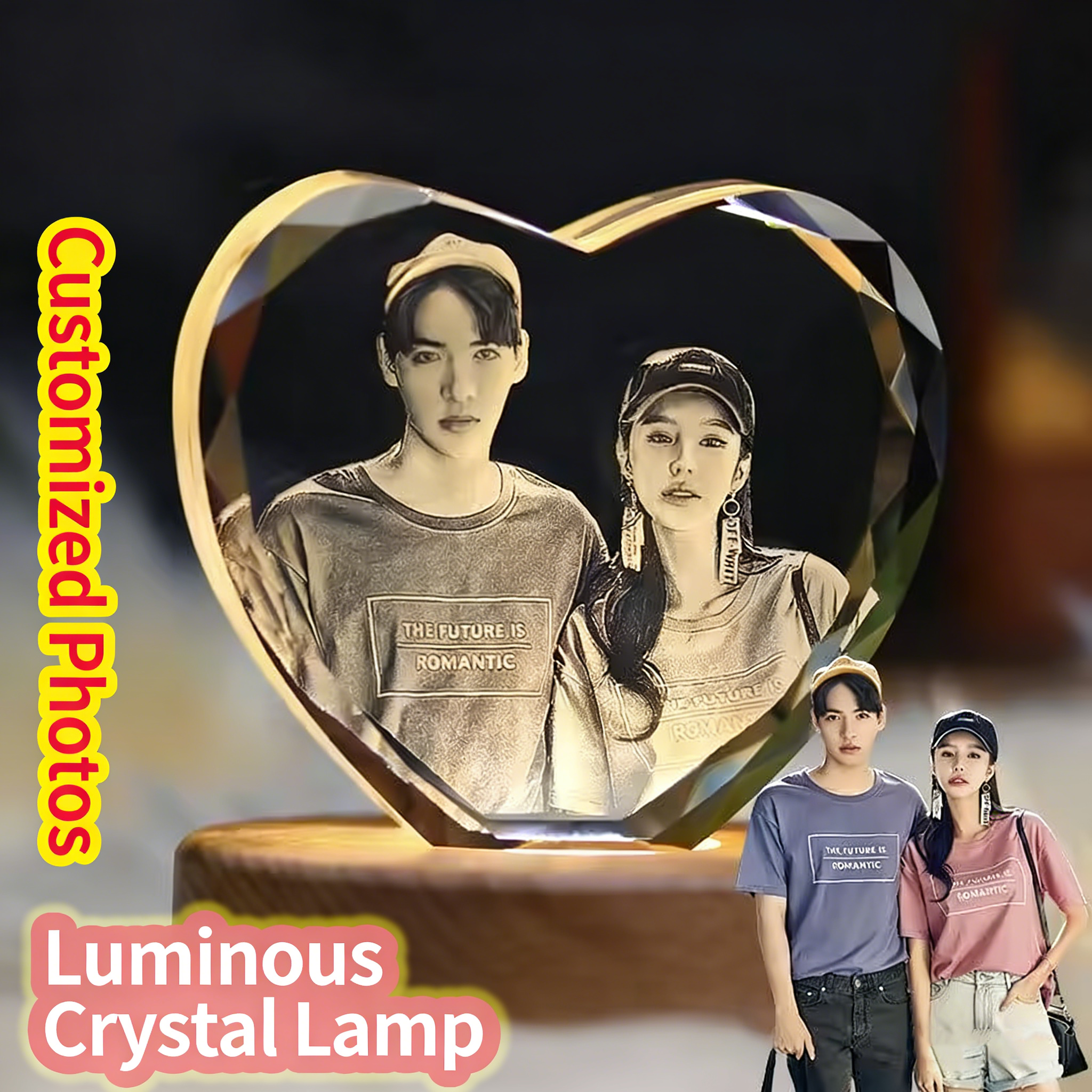 💎Custom photo illuminated crystal lamp, perfect for pets, babies, couples, portraits, family photos, and more!