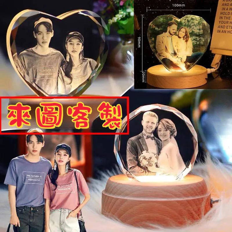 💎照片客製發光水晶燈，寵物/寶寶/情侶/寫真/全家福等都可以來圖客製~
