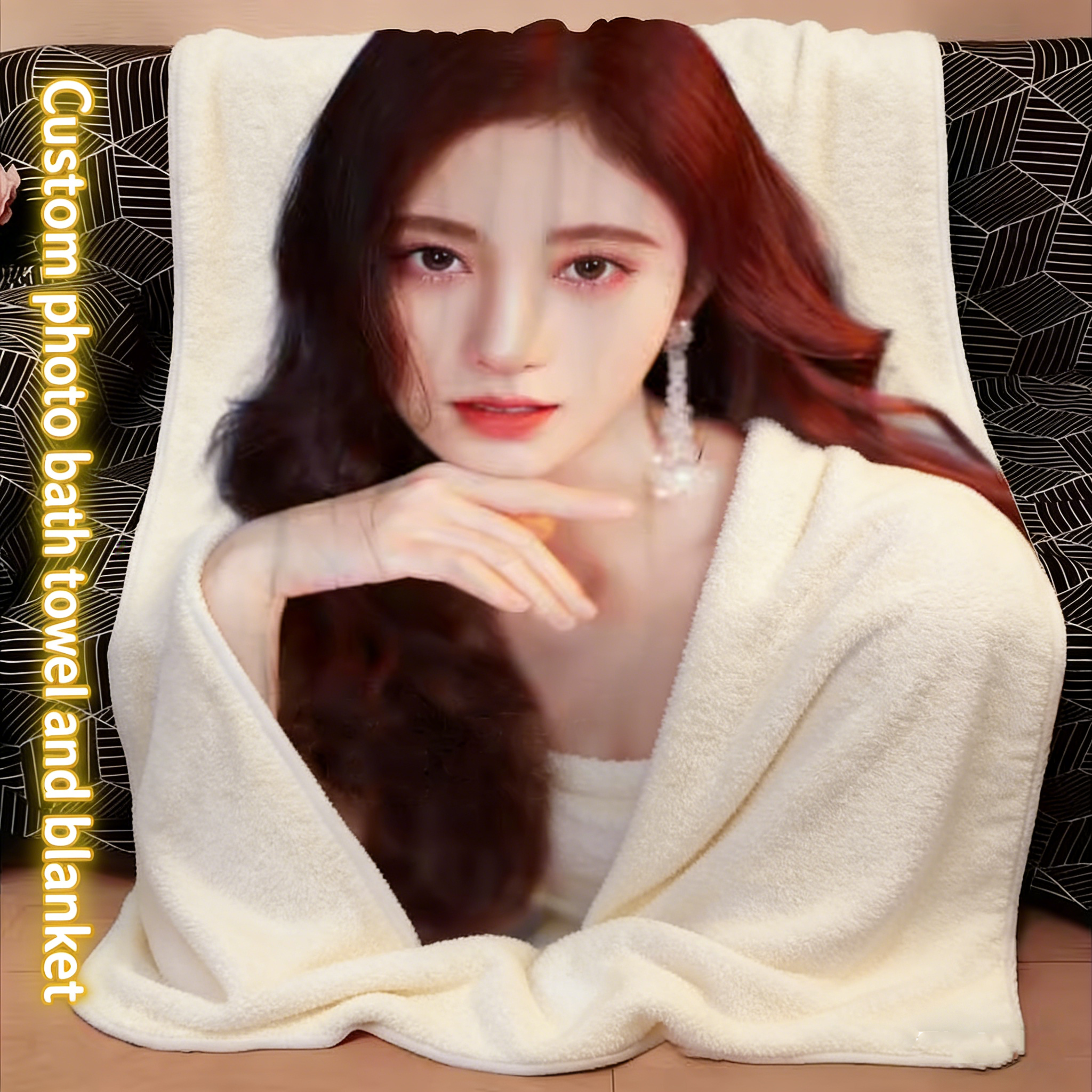  Custom-made bath towels and blankets with photos – we can customize these for pets, babies, couples, portraits, family photos, and more!