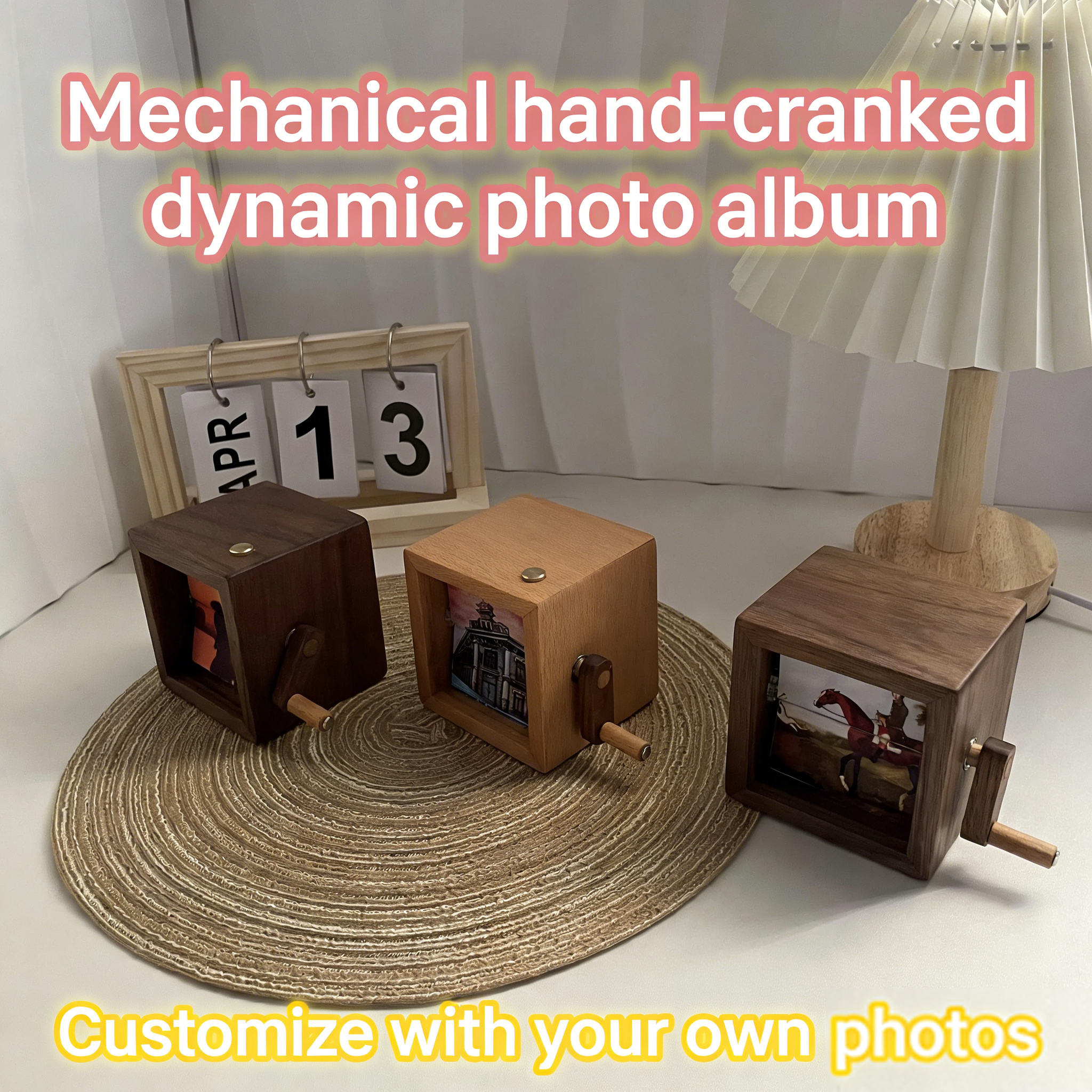 🎬🎥Customizable dynamic photo album with mechanical hand-cranked mechanism. We can customize albums for pets, babies, couples, portraits, family photos, and more!
