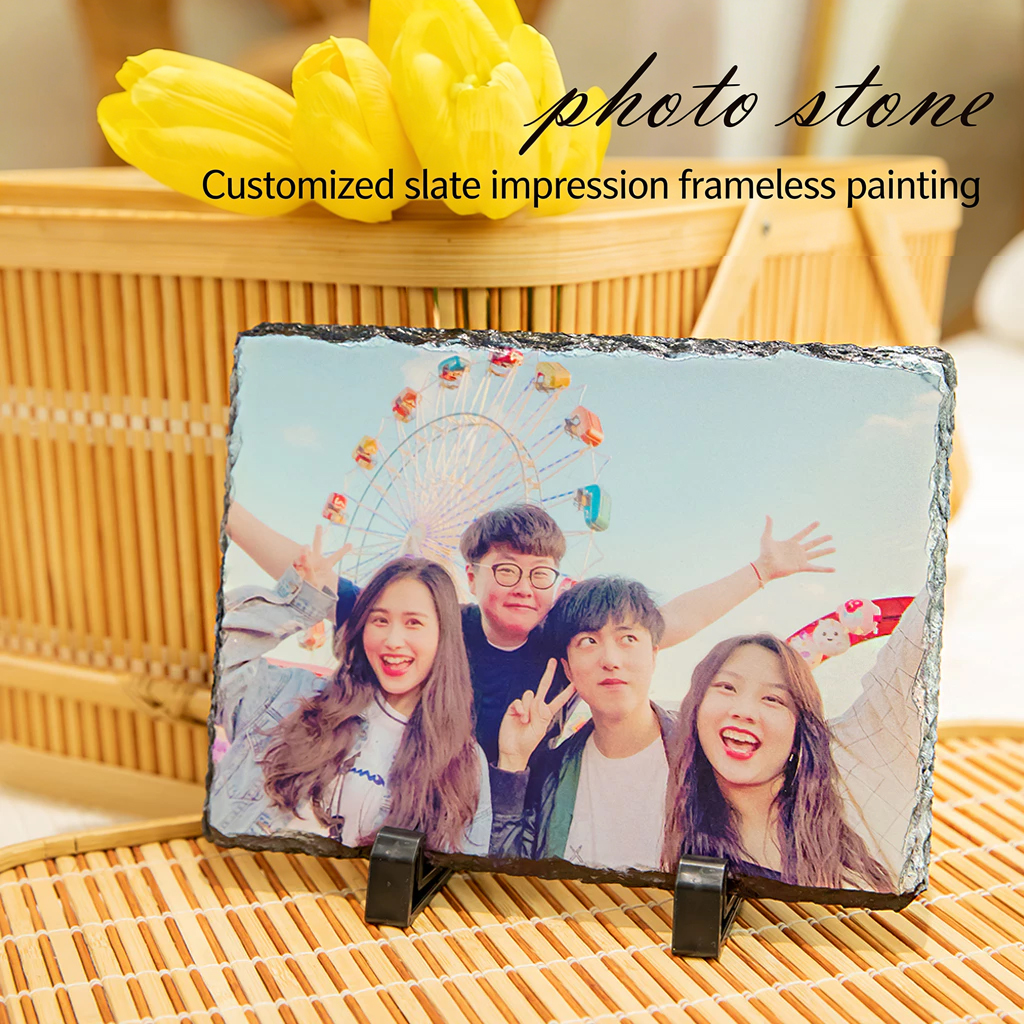 Custom-made fossil slab impression frameless painting