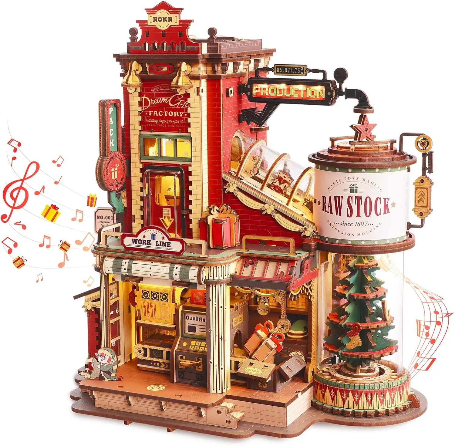 🎹3D Wooden Puzzle Mechanical Model Kit with Music & Lights 🎵