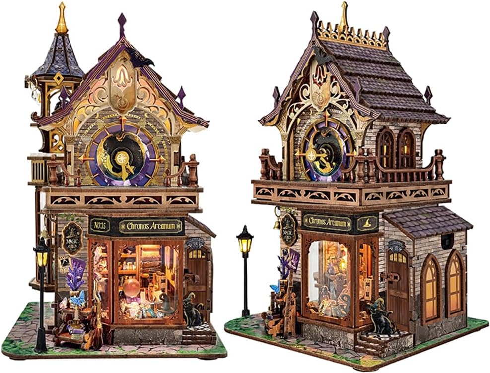 🕰️DIY Book Nook Kit with LED Lights Retro Clock Theme 3D Mini Wooden Puzzle Decor for Adults & Teens