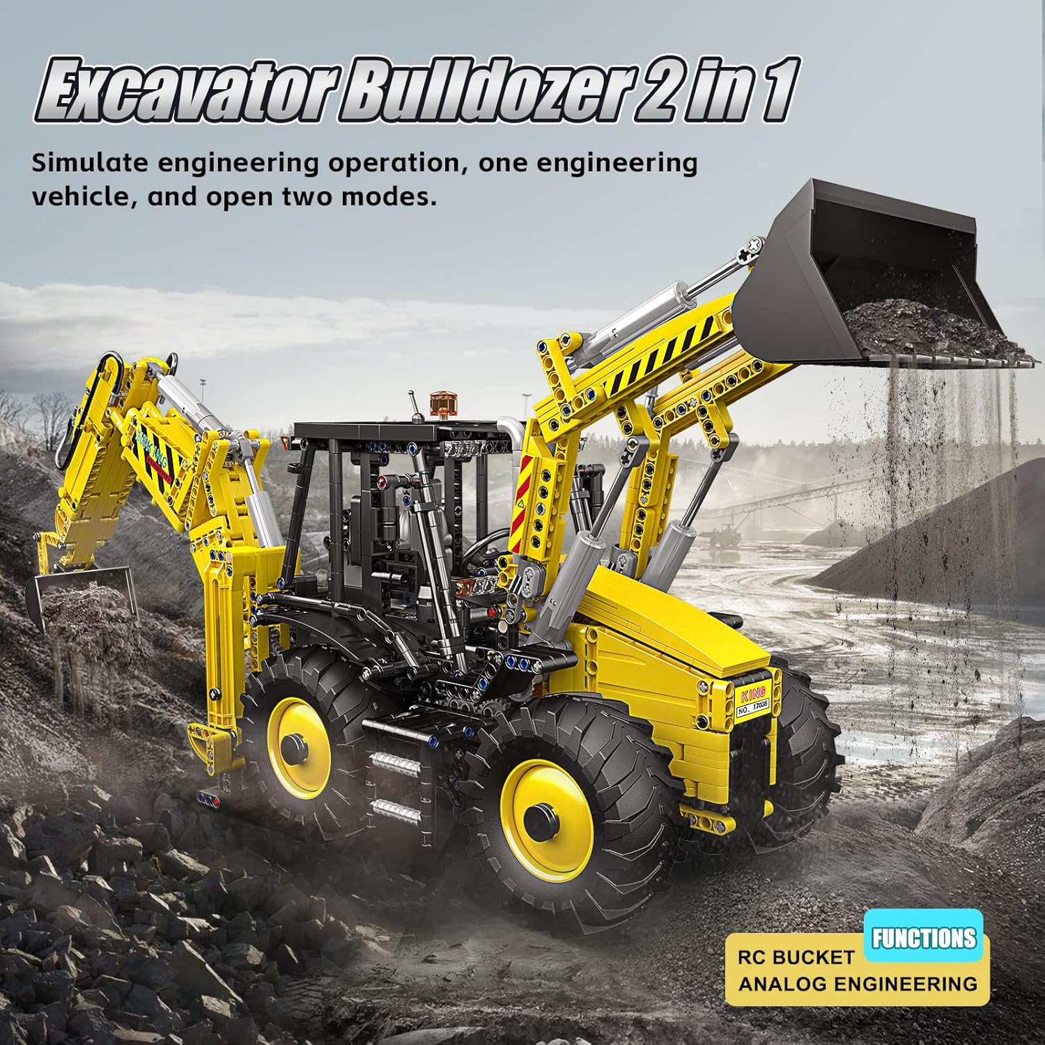 🤖2239PCS 2-in-1 Excavator & Bulldozer RC Construction Set