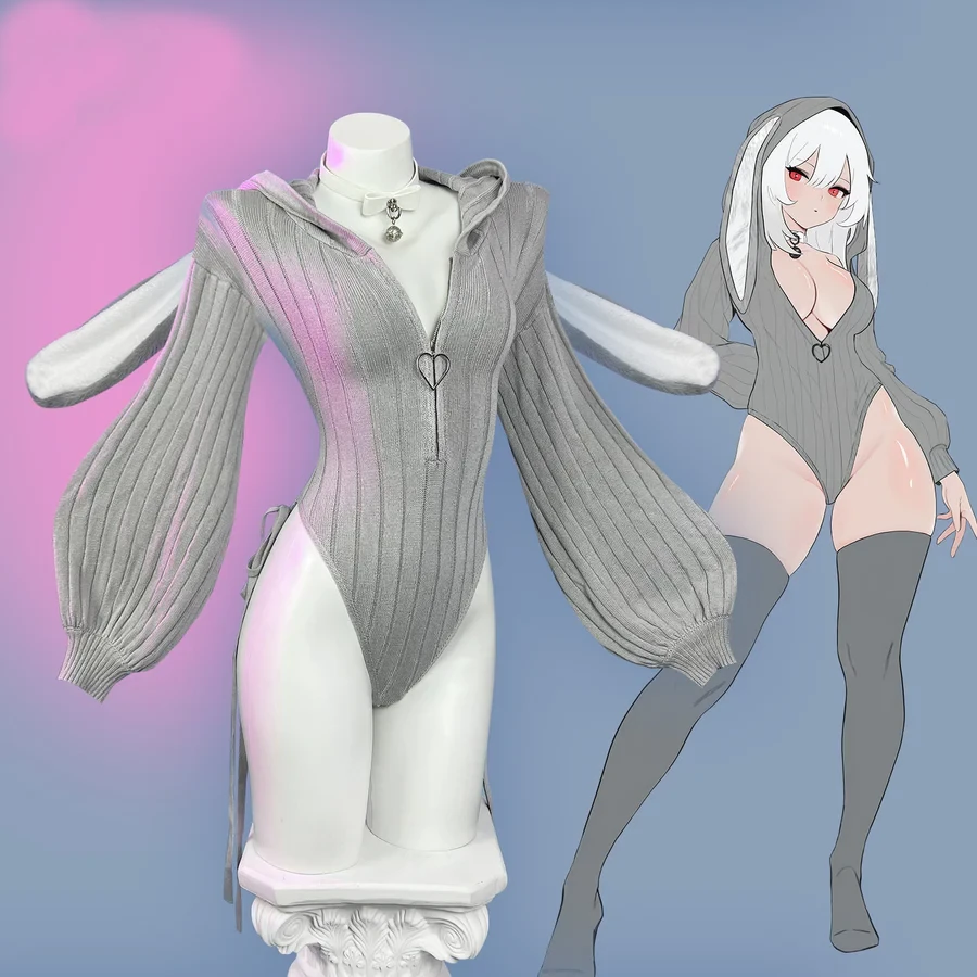 🐰 Bunny Ear Hooded Onesie | Cozy Knit One-Piece Loungewear 🧶