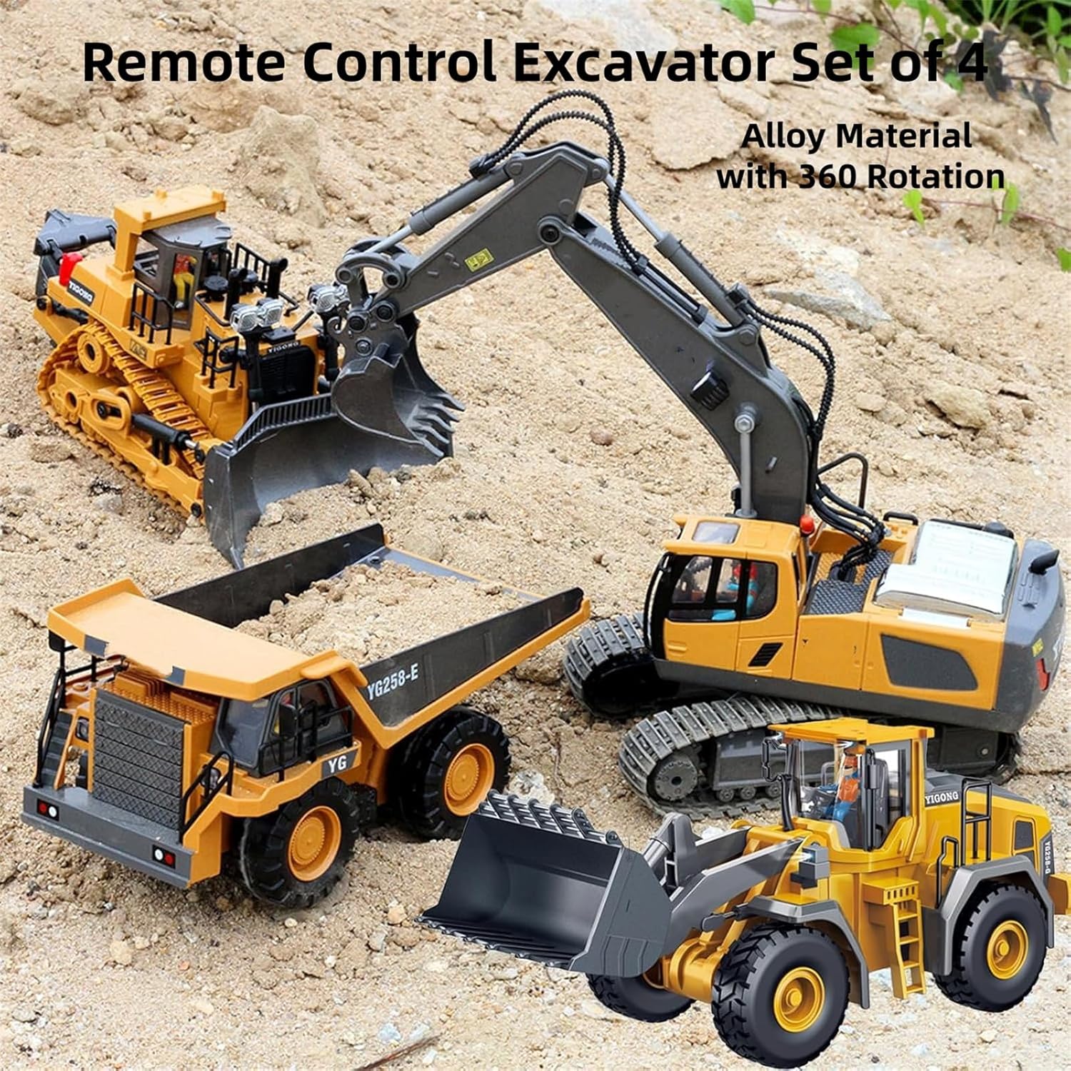 🤖2.4GHz RC Construction Vehicle 4-Piece Set for Adults 360° Rotation