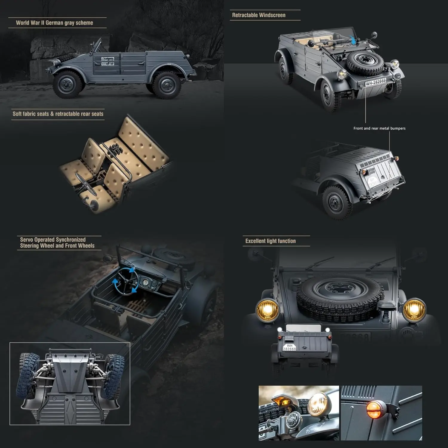 🚙 1/12 Scale RC Crawler, 4WD Off-Road Truck w/ LED Lights