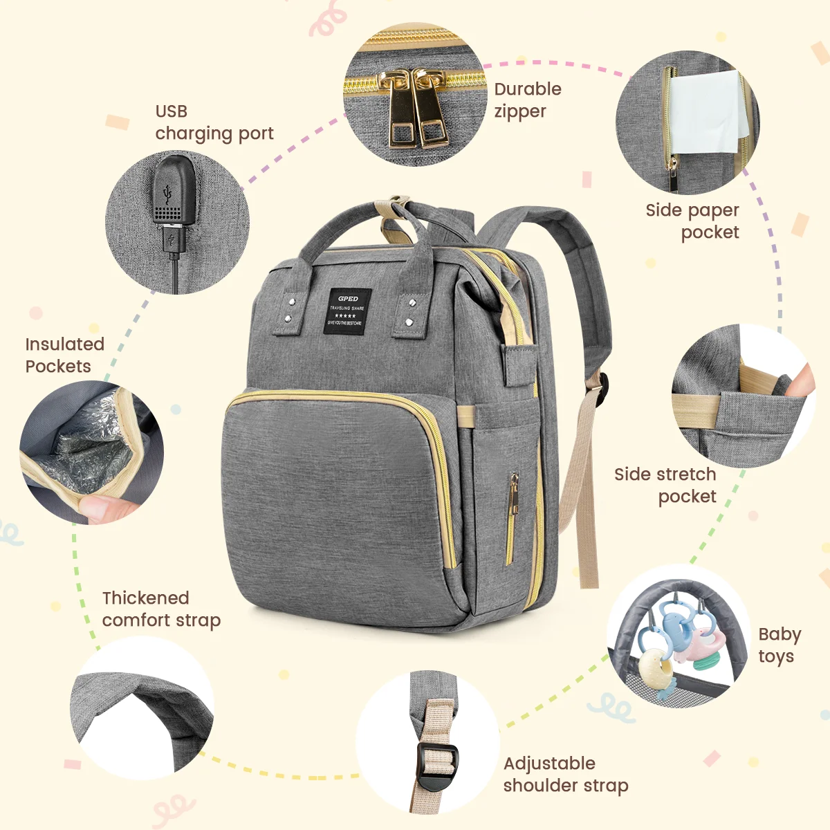👶 All-in-One Diaper Backpack | Foldable Baby Bed & Changing Station Included 🎒