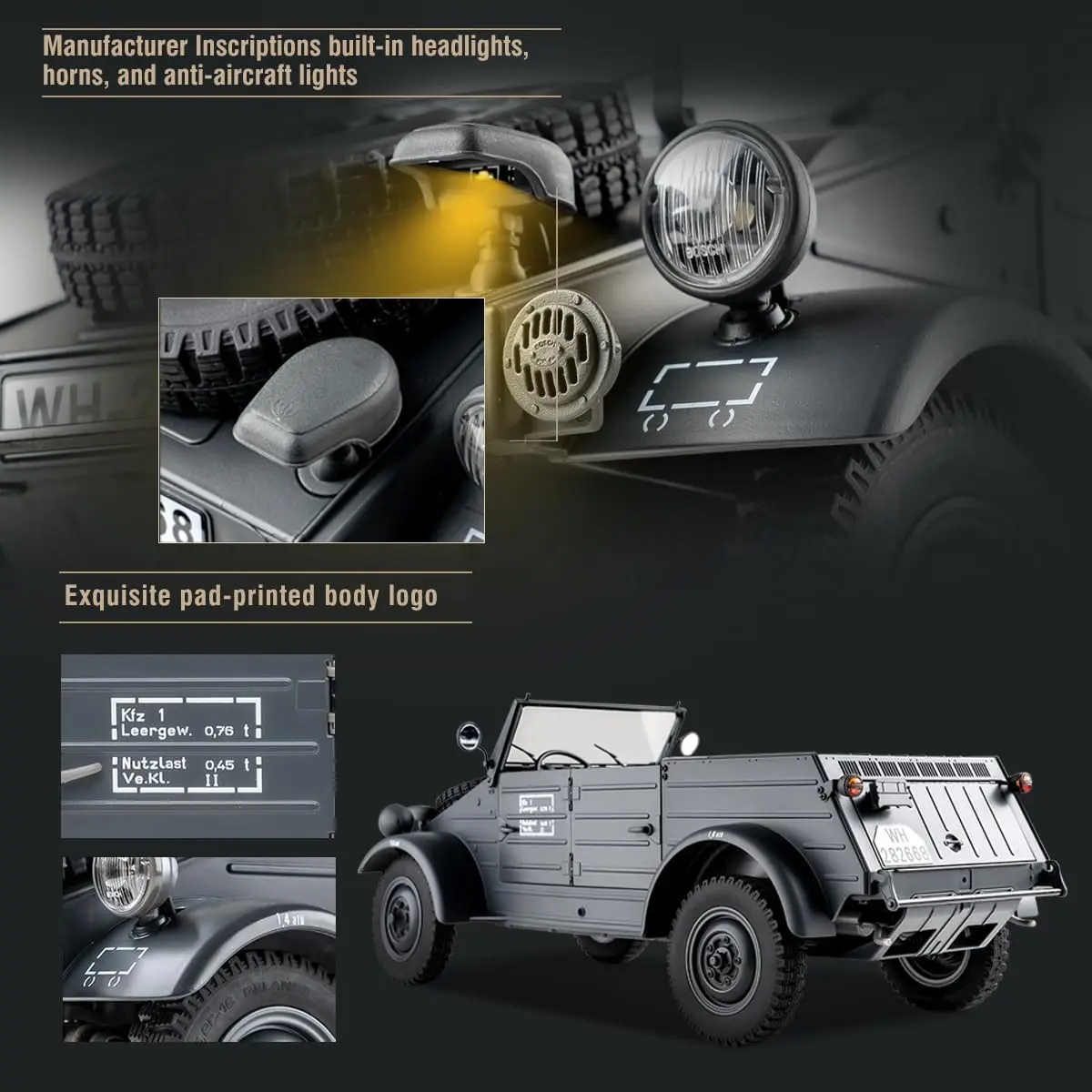 🚙 1/12 Scale RC Crawler, 4WD Off-Road Truck w/ LED Lights