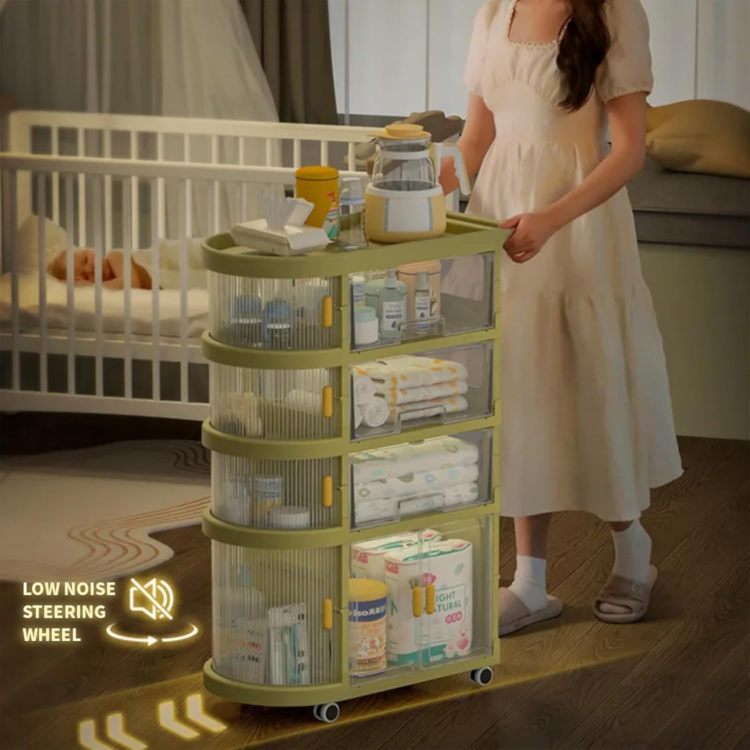 ❤️ Baby Diaper Storage Rack with Wheels