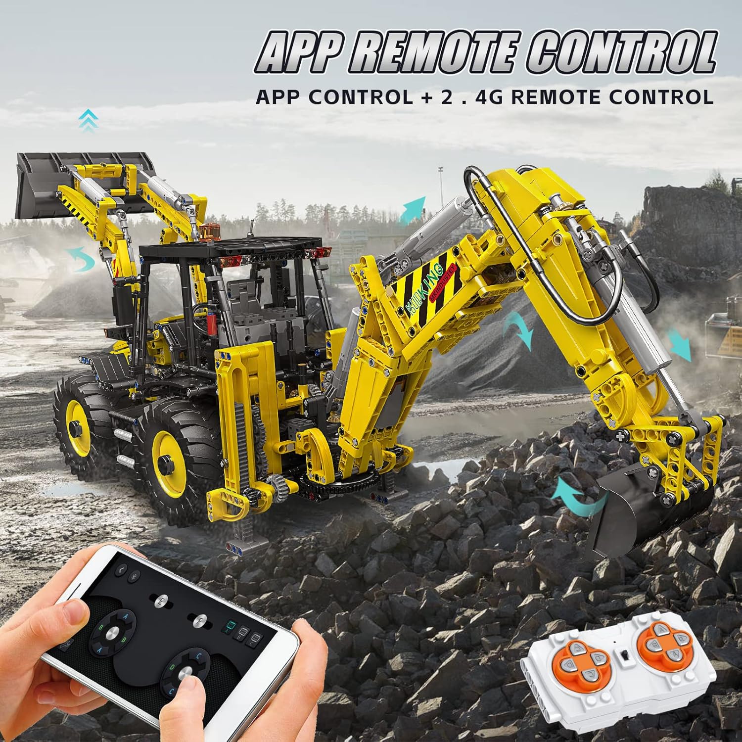 🤖2239PCS 2-in-1 Excavator & Bulldozer RC Construction Set