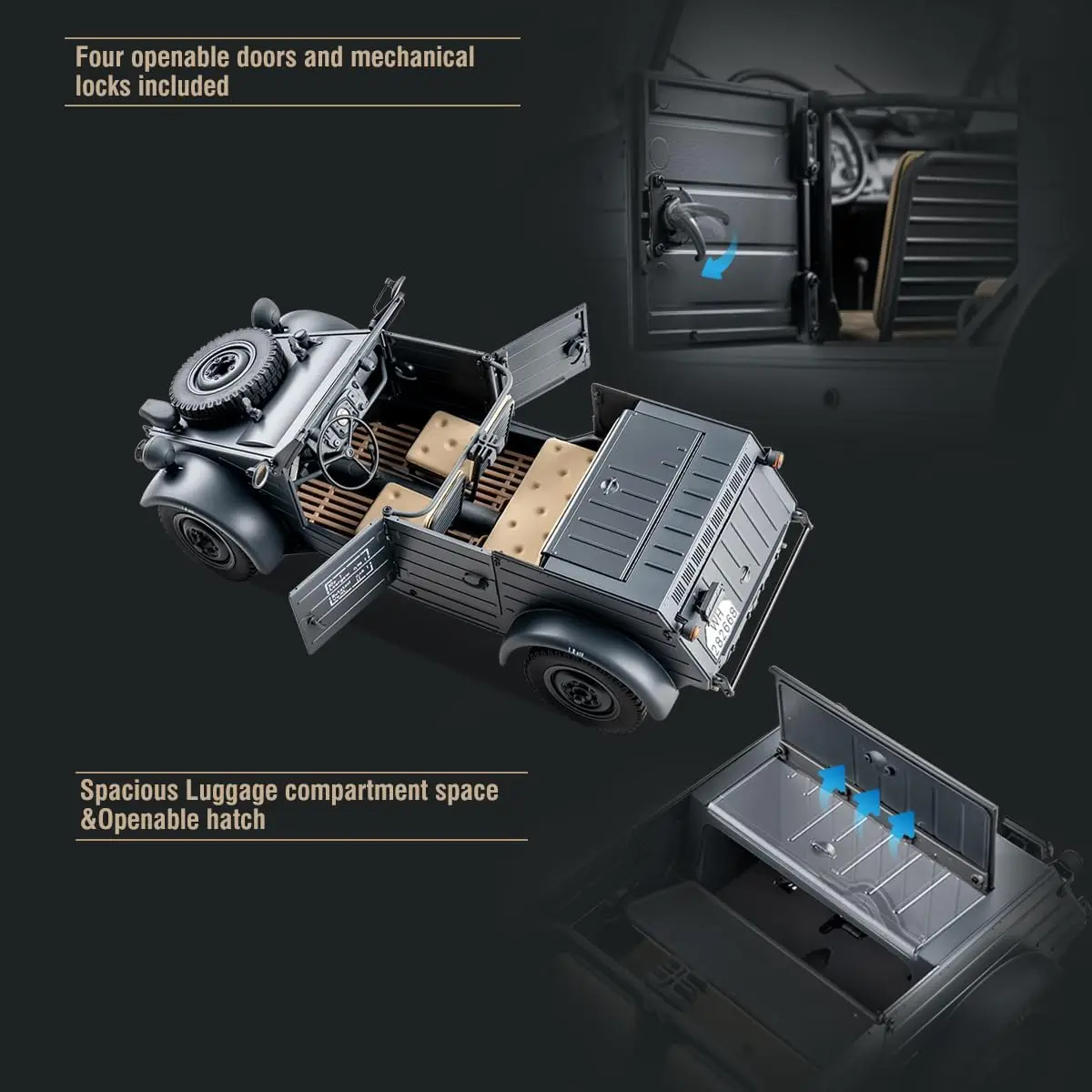 🚙 1/12 Scale RC Crawler, 4WD Off-Road Truck w/ LED Lights