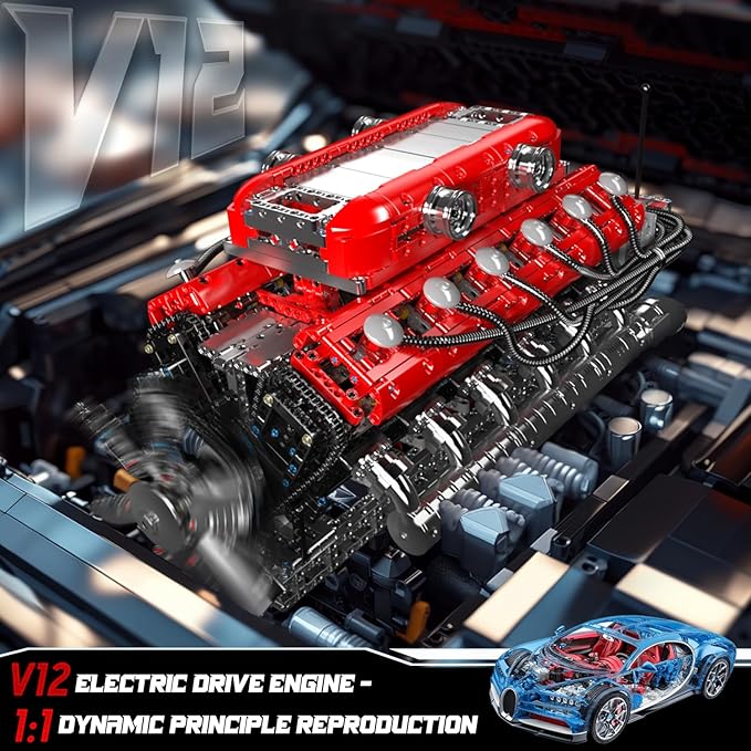 🏎️ Build Your Own V12 Supercar Engine | Building Blocks Engine Kit