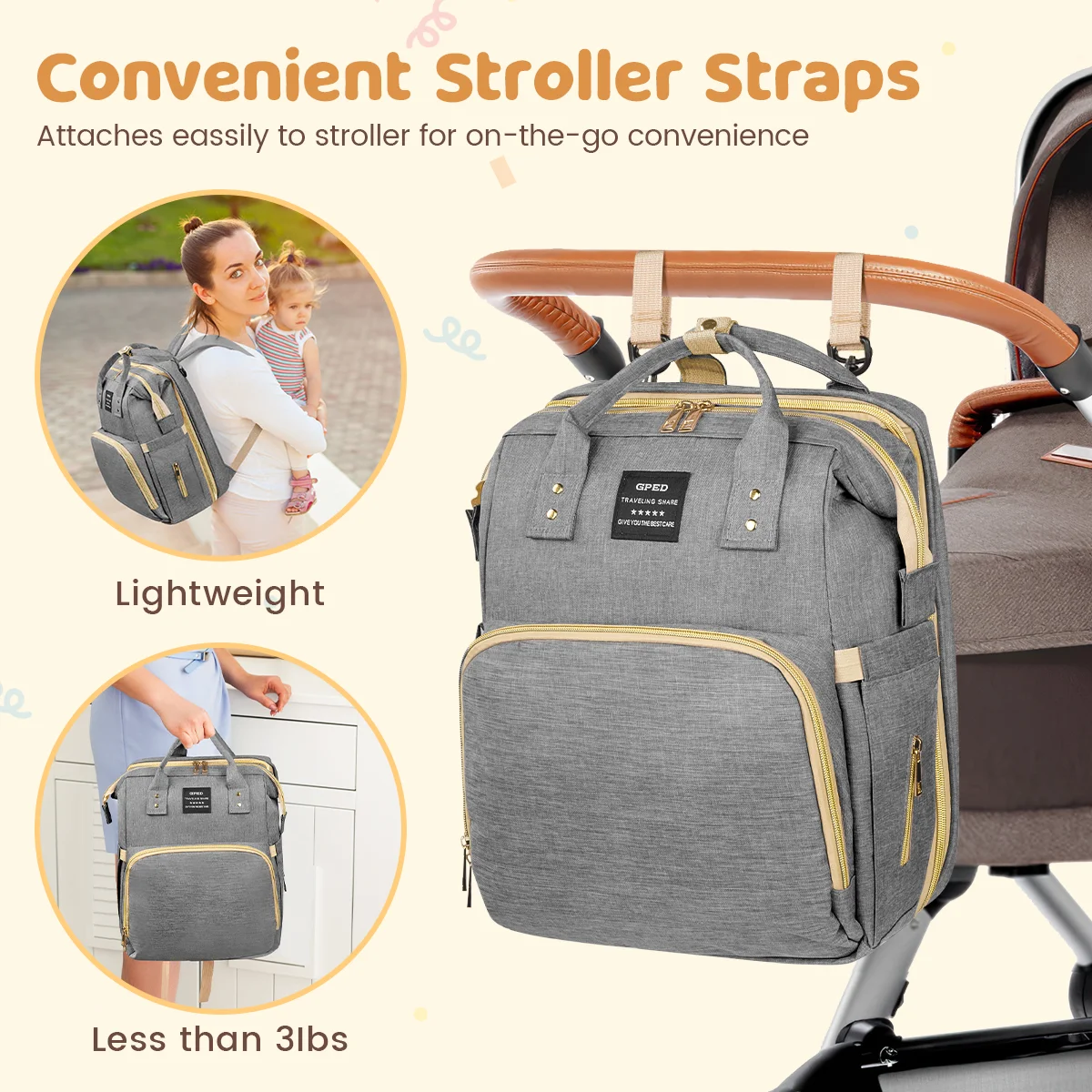 👶 All-in-One Diaper Backpack | Foldable Baby Bed & Changing Station Included 🎒