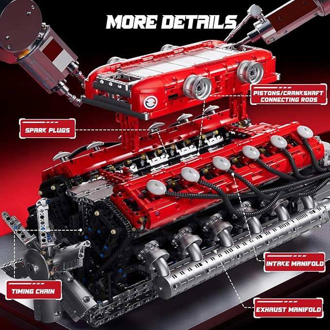 🏎️ Build Your Own V12 Supercar Engine | Building Blocks Engine Kit