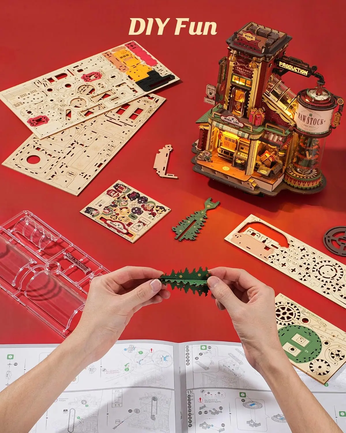 🎹3D Wooden Puzzle Mechanical Model Kit with Music & Lights 🎵