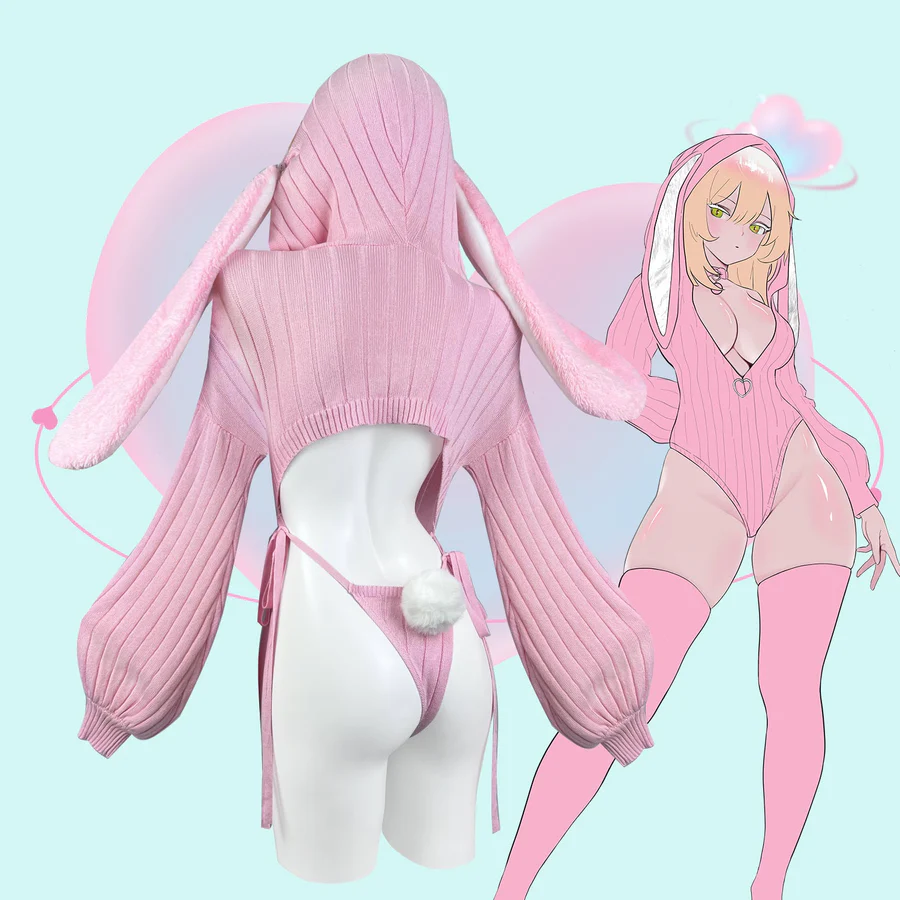 🐰 Bunny Ear Hooded Onesie | Cozy Knit One-Piece Loungewear 🧶