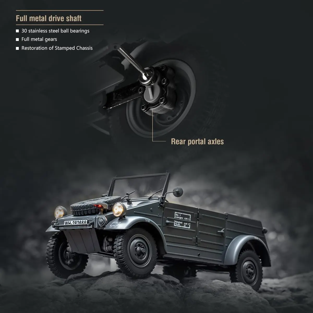 🚙 1/12 Scale RC Crawler, 4WD Off-Road Truck w/ LED Lights