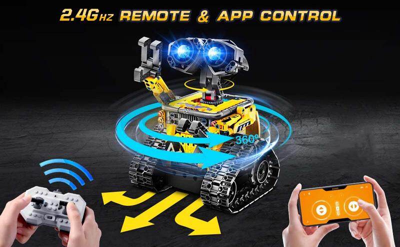 HOGOKIDS 5-in-1 Robot Building Set, RC Wall Robot/Engineer Robot/Mech Dinosaur, Remote & APP Controlled STEM Toys for Boys & Girls 6-12 (520 Pcs)