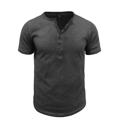 Vintage crew neck henley summer base layer outdoor short-sleeve T-shirt