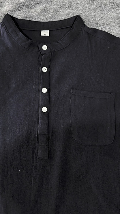 Men's Streetwear Loose-Fit Short-Sleeve T-Shirt with Half-Open Collar