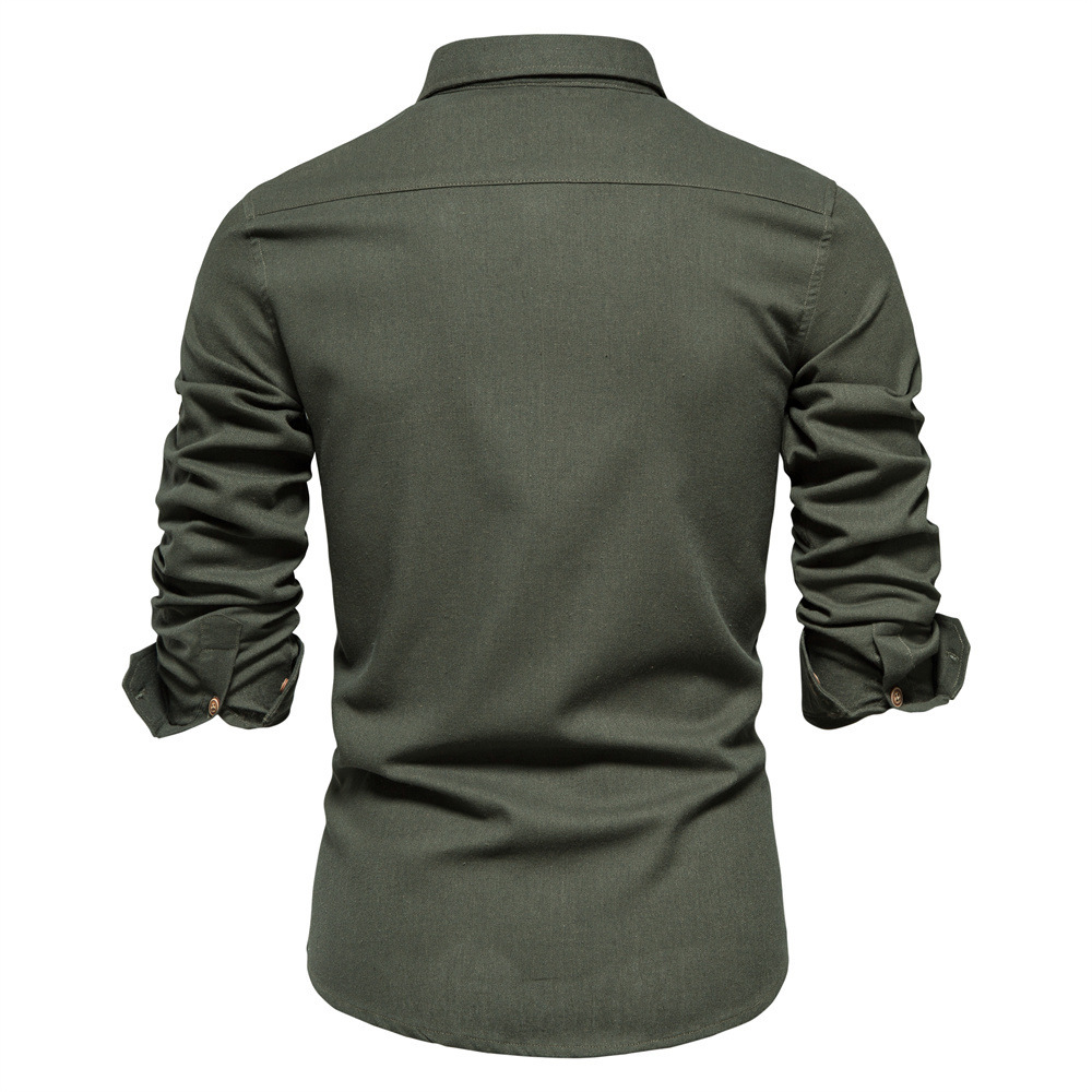 Men's Long Sleeve Lapel Shirt With Chest Pocket