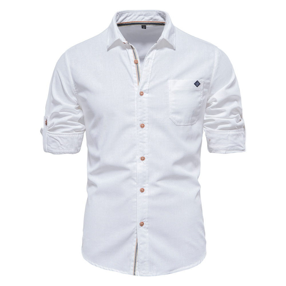 Men's Long Sleeve Lapel Shirt With Chest Pocket