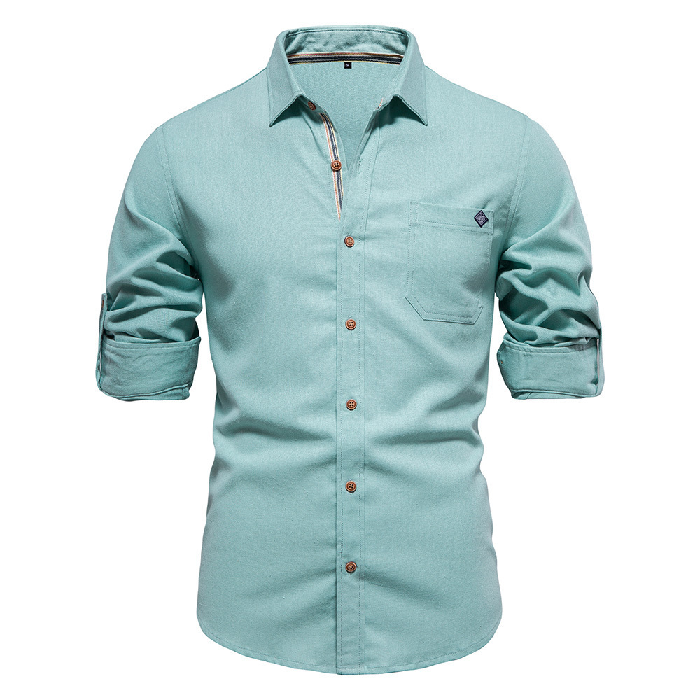 Men's Long Sleeve Lapel Shirt With Chest Pocket