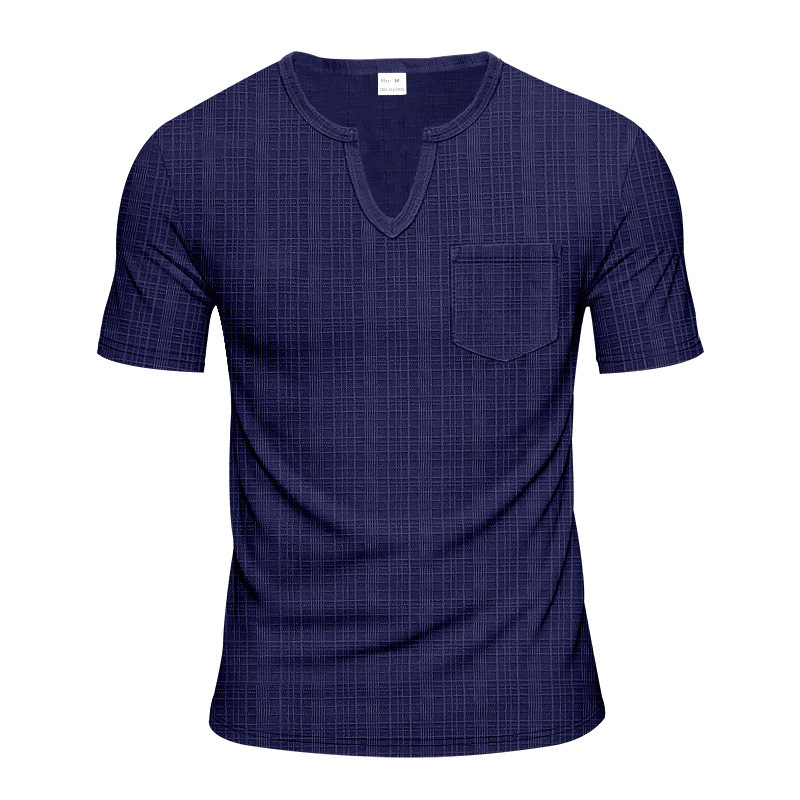 Linen-look Slubbed Loose-fit Breathable Sports Casual V-neck Short-sleeved Top